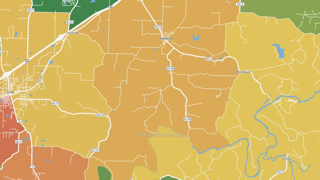 Leasburg, MO Map of Drug-Related Crime Rates