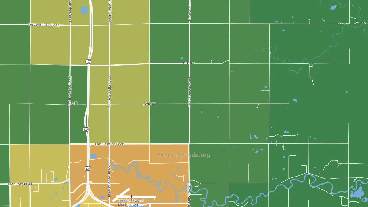Leaton, MI Map of Drug-Related Crime Rates