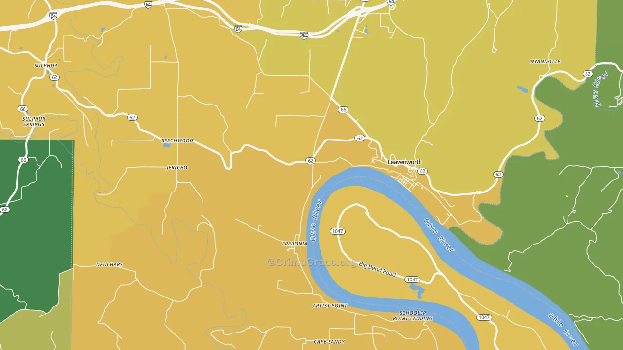 Leavenworth, IN Map of Drug-Related Crime Rates