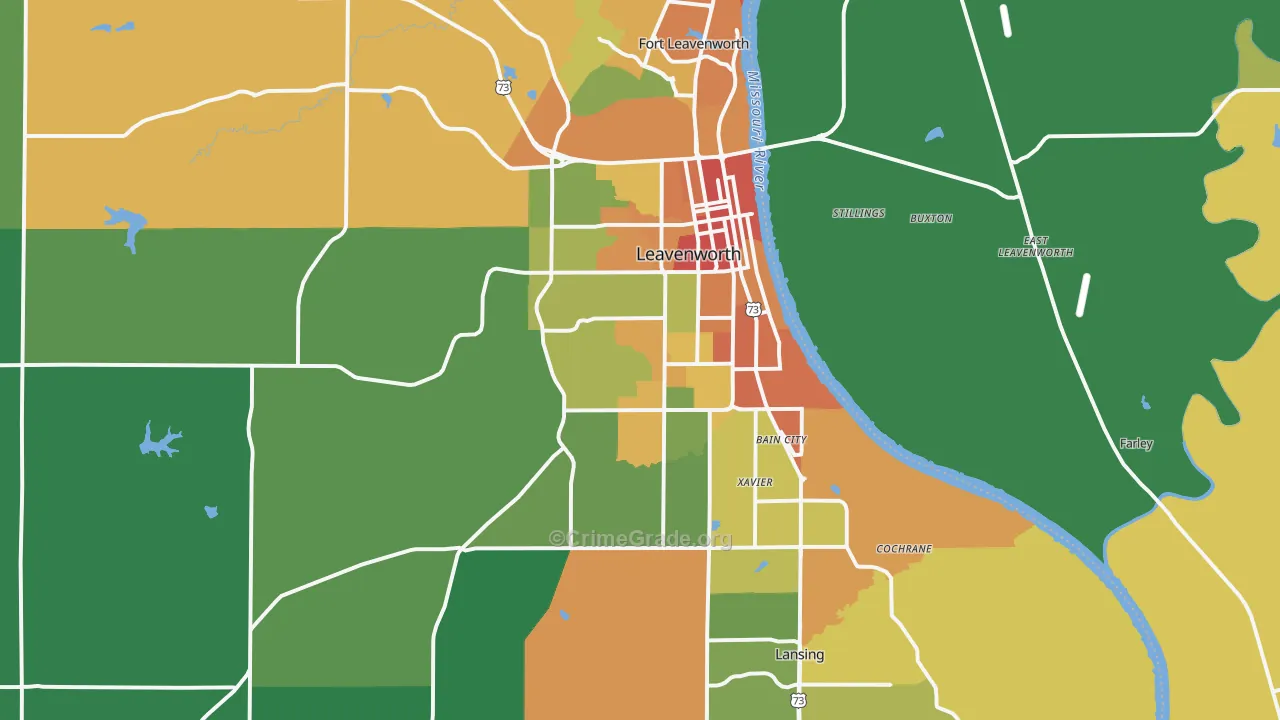 Leavenworth, KS Map of Drug-Related Crime Rates