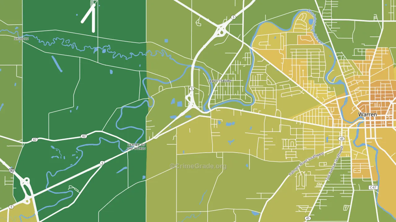 Leavittsburg, OH Map of Drug-Related Crime Rates