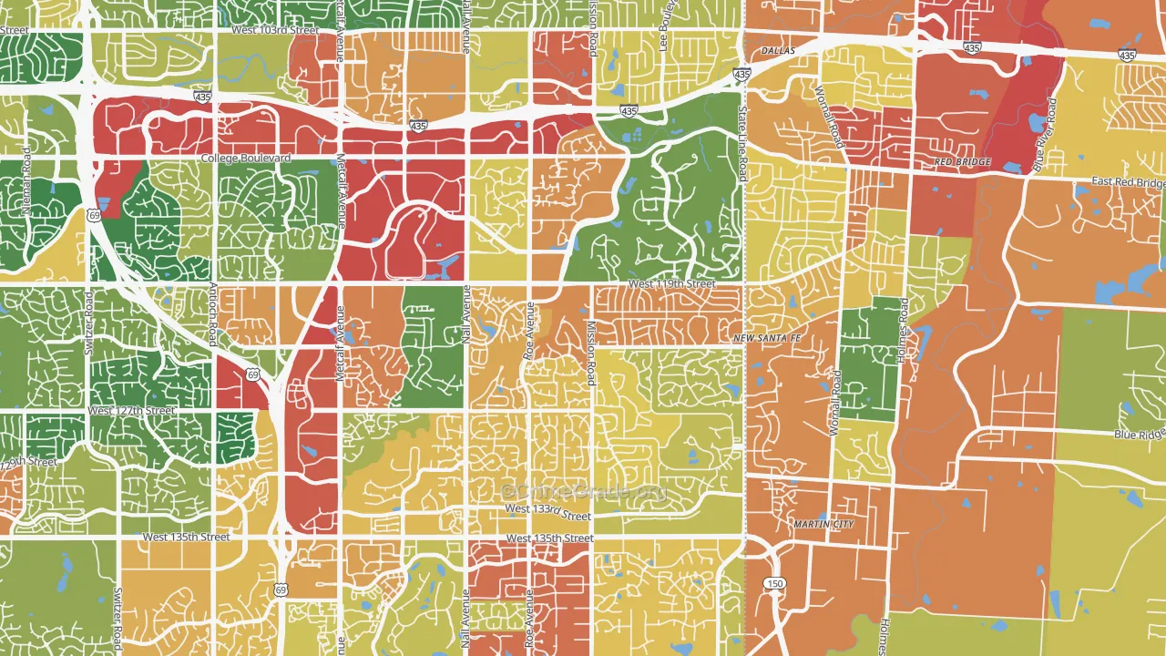Leawood, KS Map of Drug-Related Crime Rates