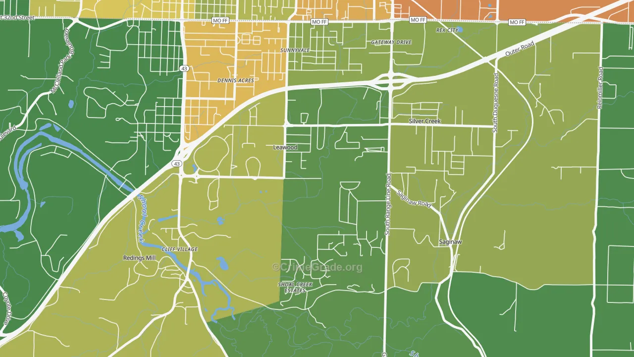 Leawood, MO Map of Drug-Related Crime Rates