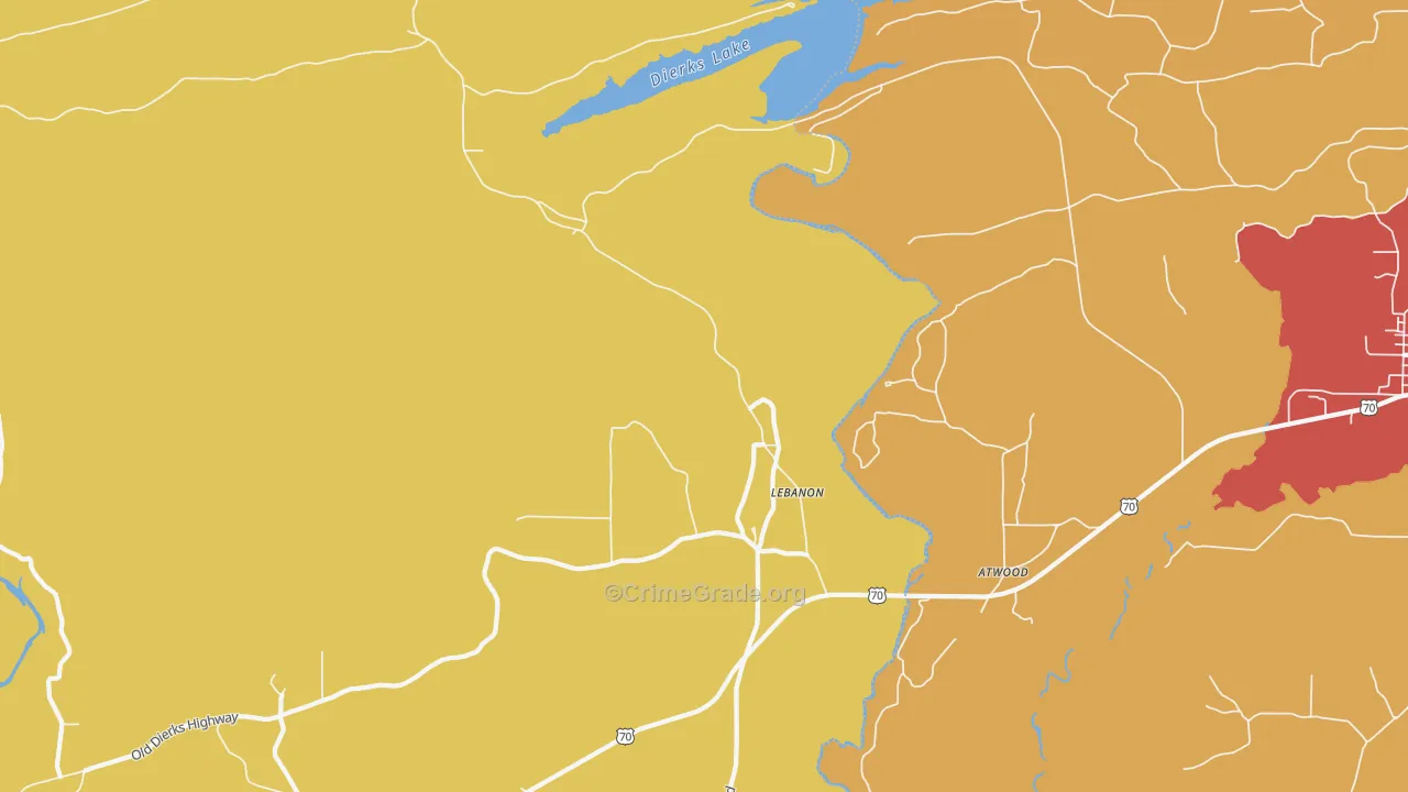Lebanon, AR Map of Drug-Related Crime Rates