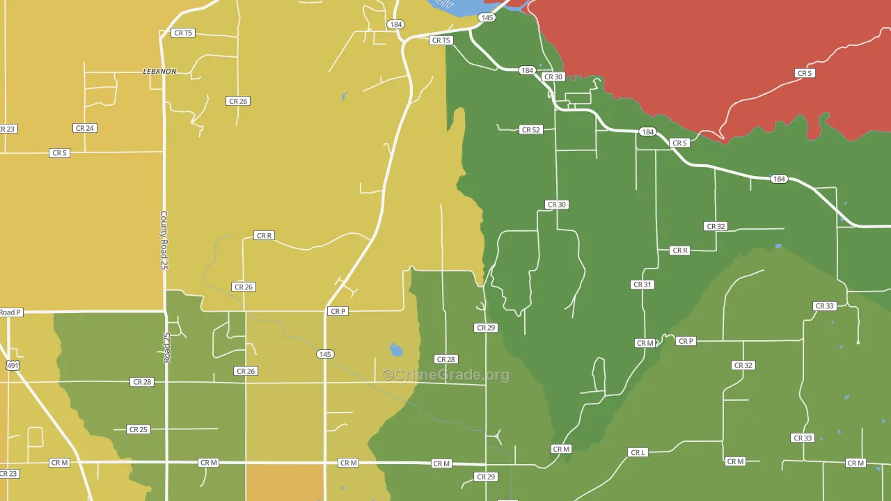 Lebanon, CO Map of Drug-Related Crime Rates