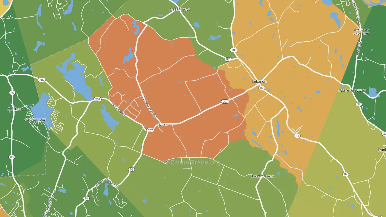 Lebanon, CT Map of Drug-Related Crime Rates