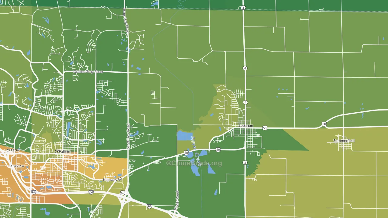 Lebanon, IL Map of Drug-Related Crime Rates
