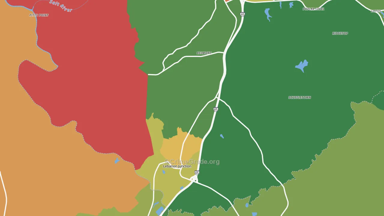 Lebanon Junction, KY Map of Drug-Related Crime Rates