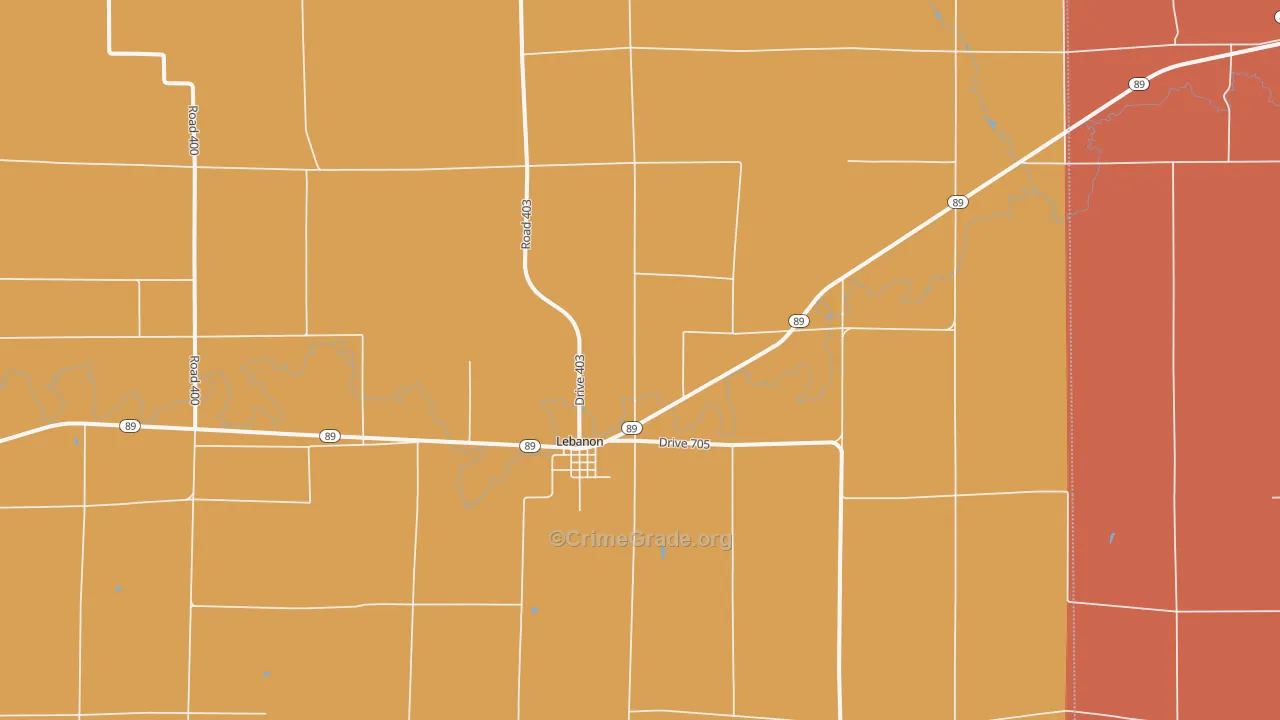 Lebanon, NE Map of Drug-Related Crime Rates