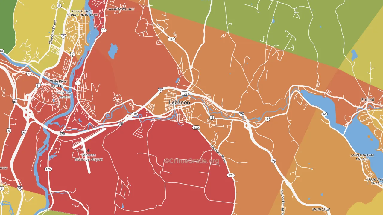 Lebanon, NH Map of Drug-Related Crime Rates