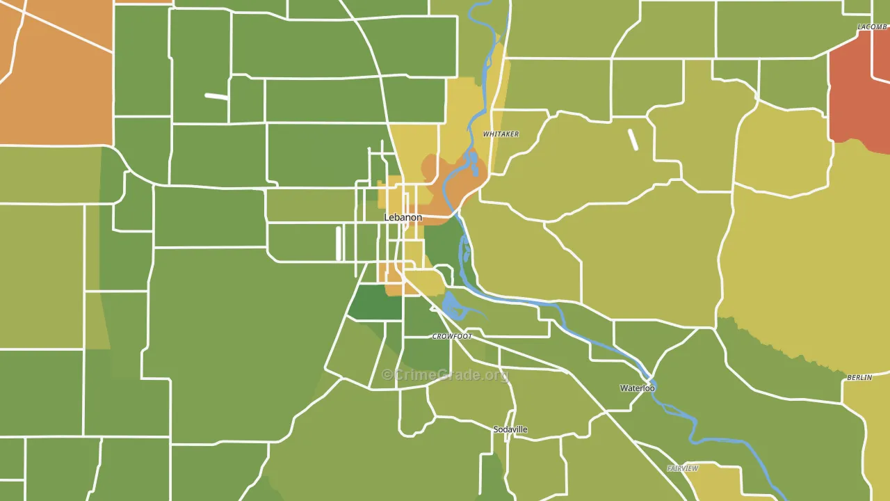 Lebanon, OR Map of Drug-Related Crime Rates