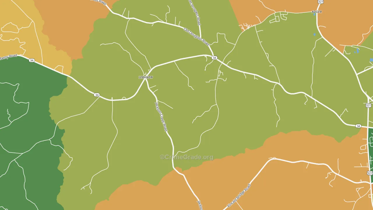 Lebanon, SC Map of Drug-Related Crime Rates