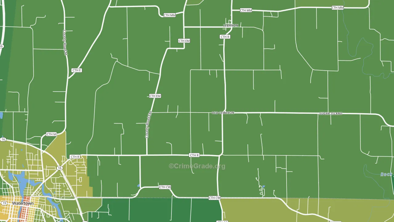 Lebanon, WI Map of Drug-Related Crime Rates