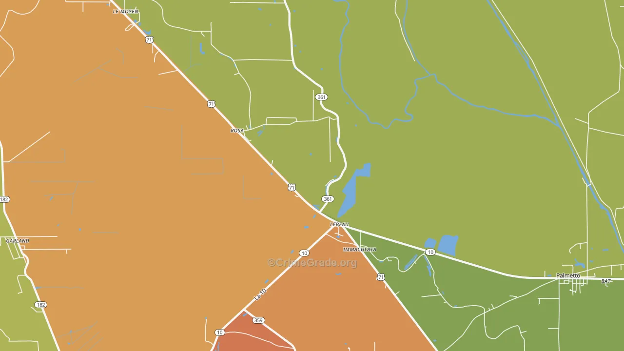 Lebeau, LA Map of Drug-Related Crime Rates