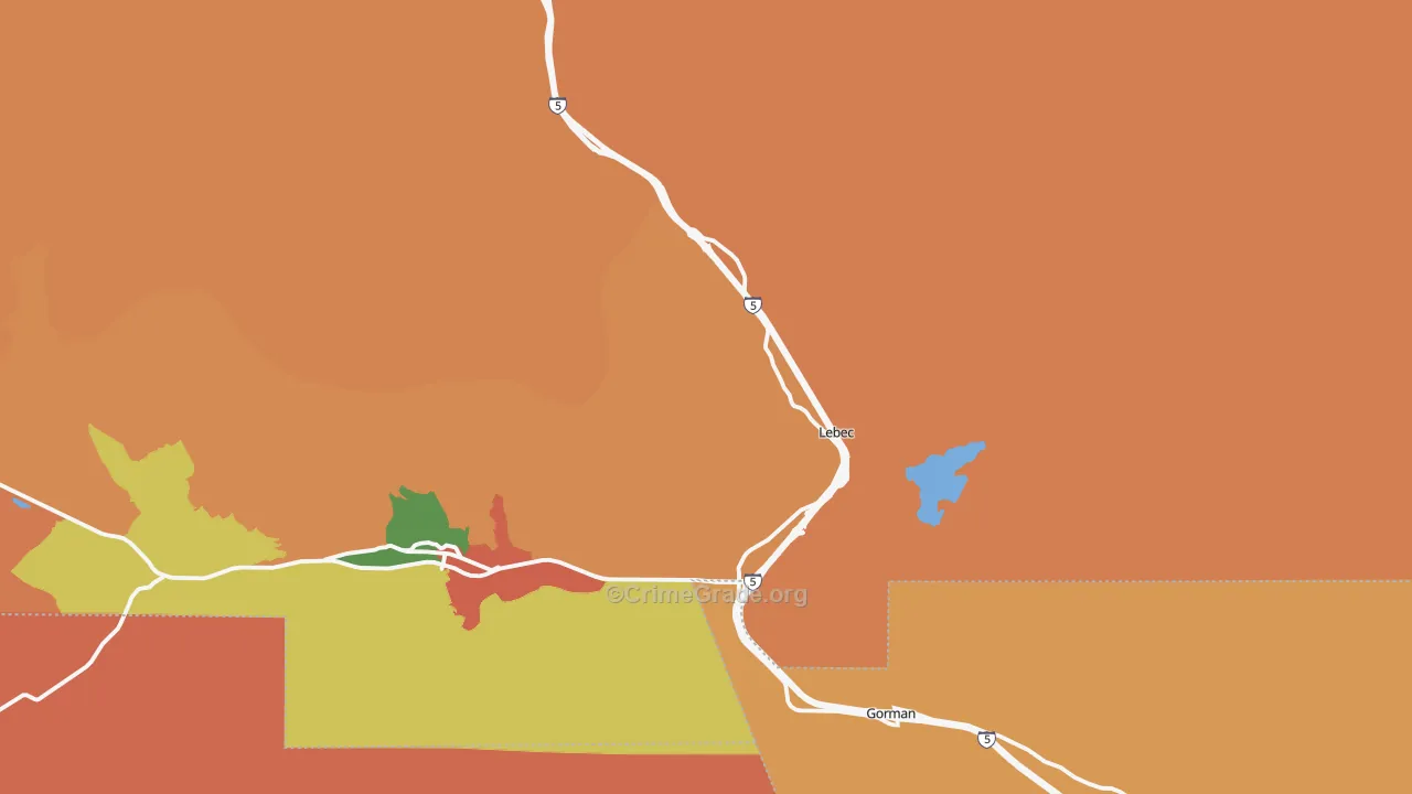 Lebec, CA Map of Drug-Related Crime Rates