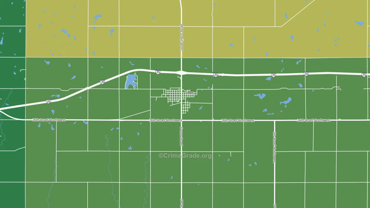 Lebo, KS Map of Drug-Related Crime Rates