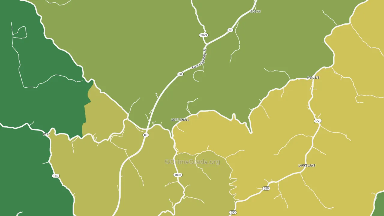 Leburn, KY Map of Drug-Related Crime Rates