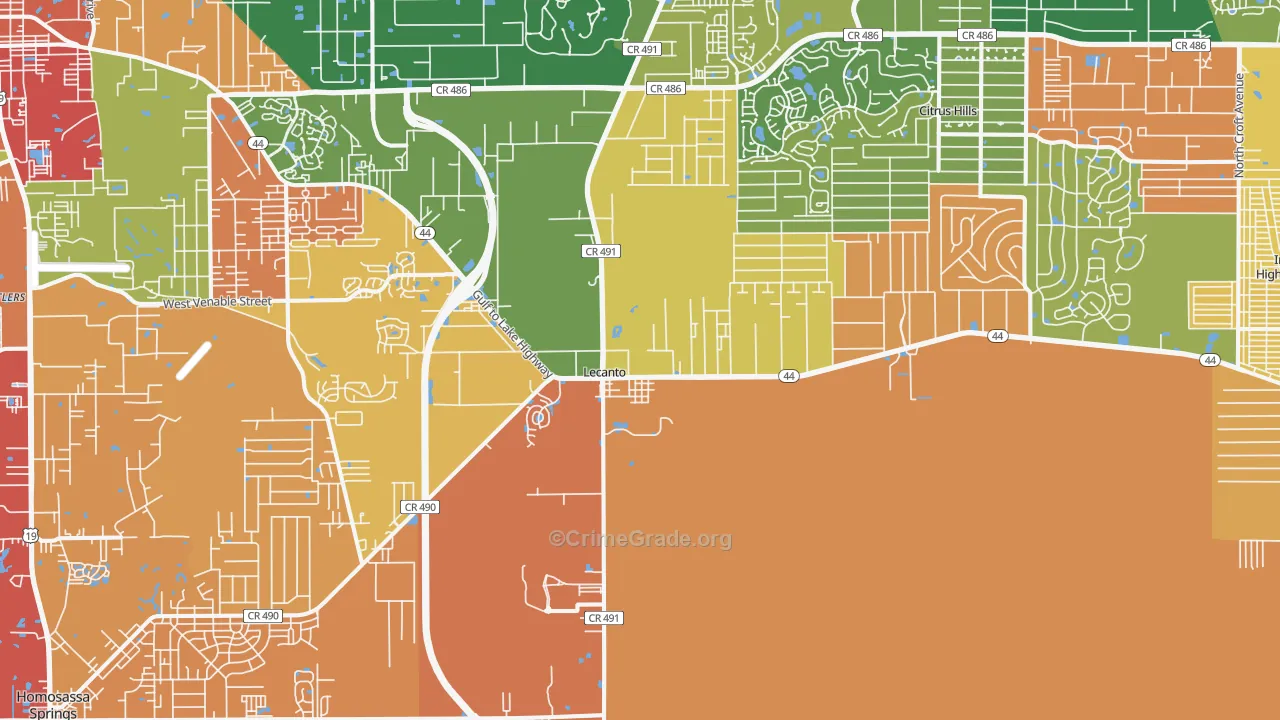Lecanto, FL Map of Drug-Related Crime Rates