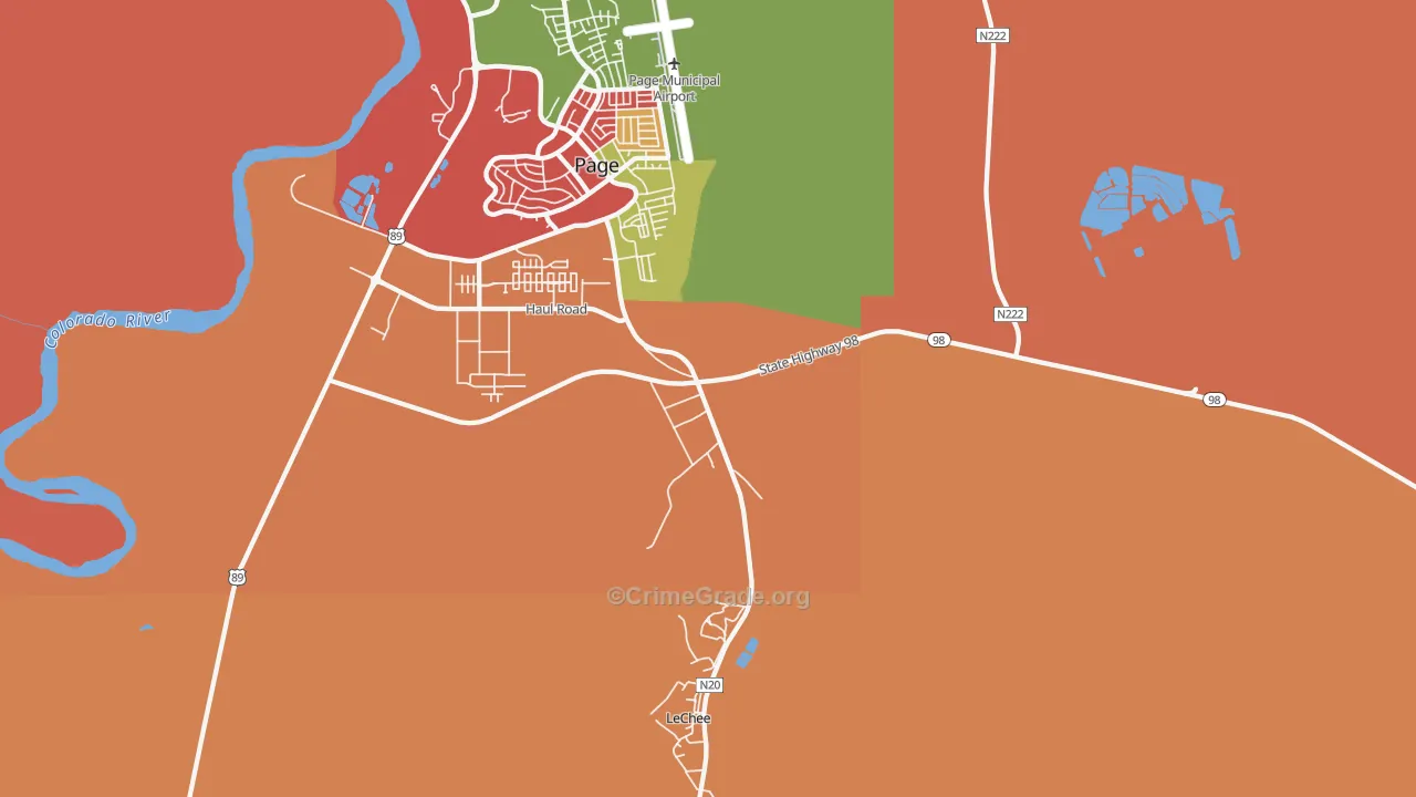 Lechee, AZ Map of Drug-Related Crime Rates