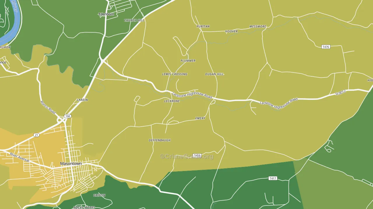Leckrone, PA Map of Drug-Related Crime Rates