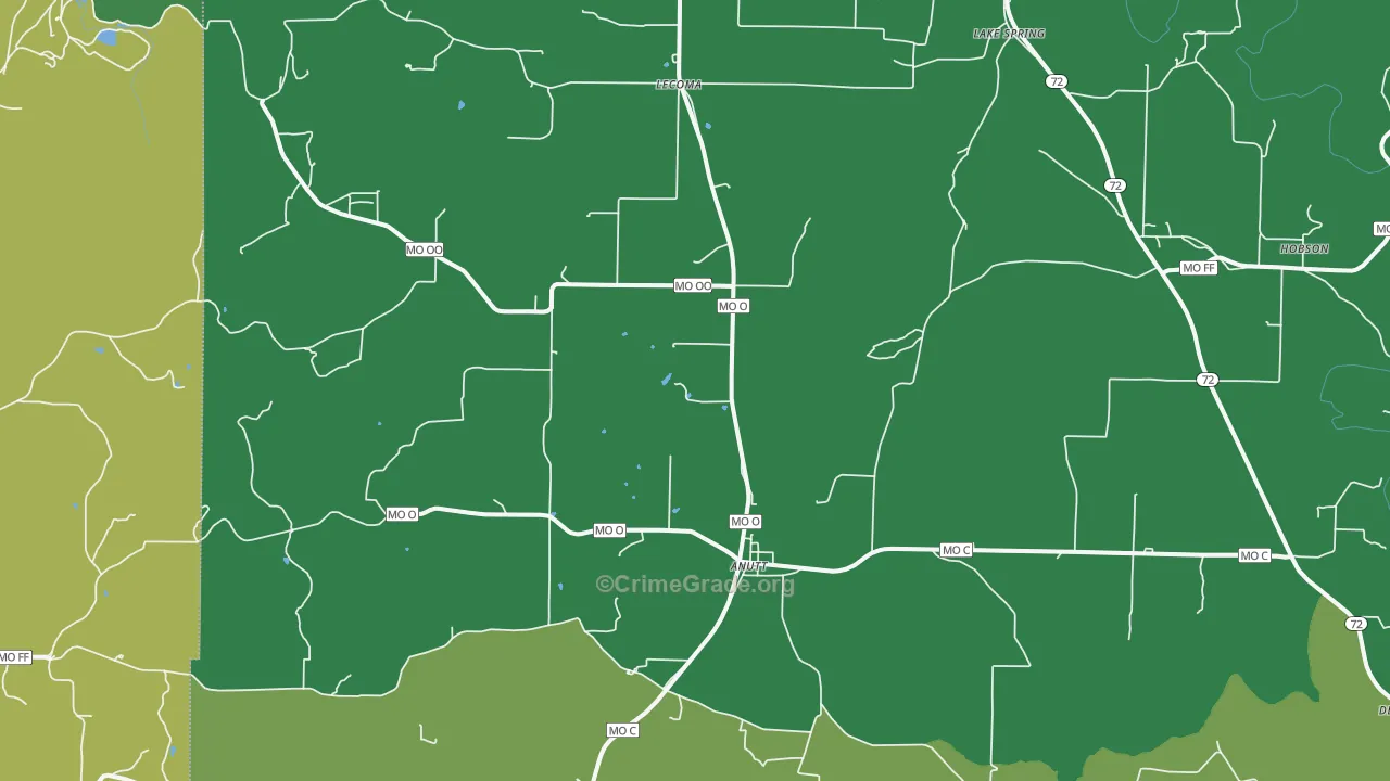 Lecoma, MO Map of Drug-Related Crime Rates