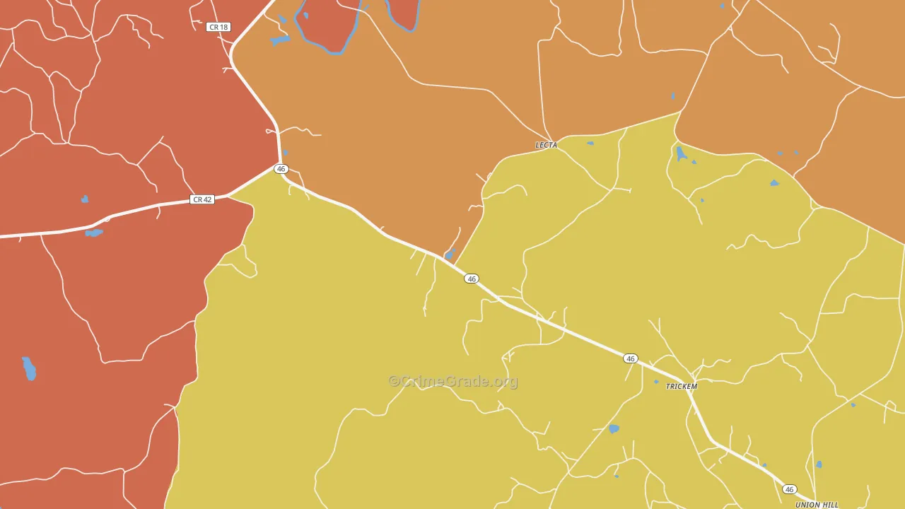 Lecta, AL Map of Drug-Related Crime Rates