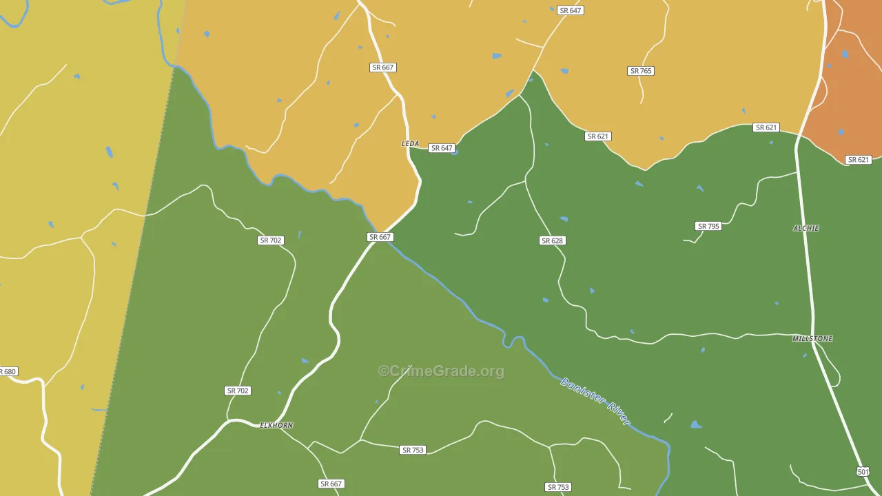 Leda, VA Map of Drug-Related Crime Rates