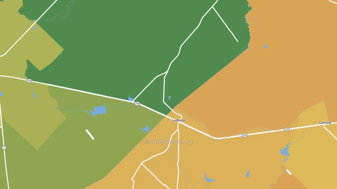 Ledbetter, TX Map of Drug-Related Crime Rates