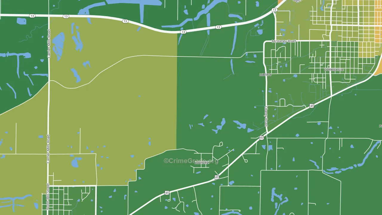 Ledford, IL Map of Drug-Related Crime Rates