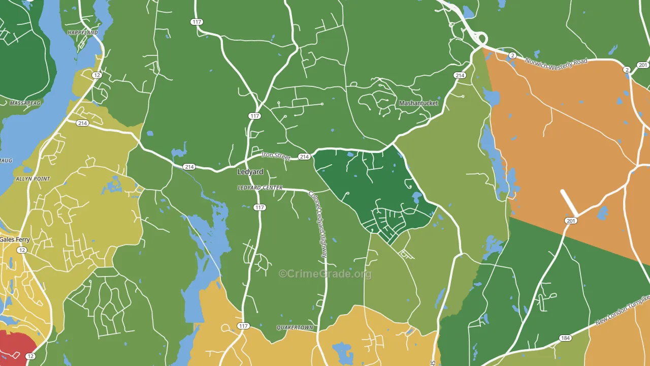 Ledyard, CT Map of Drug-Related Crime Rates