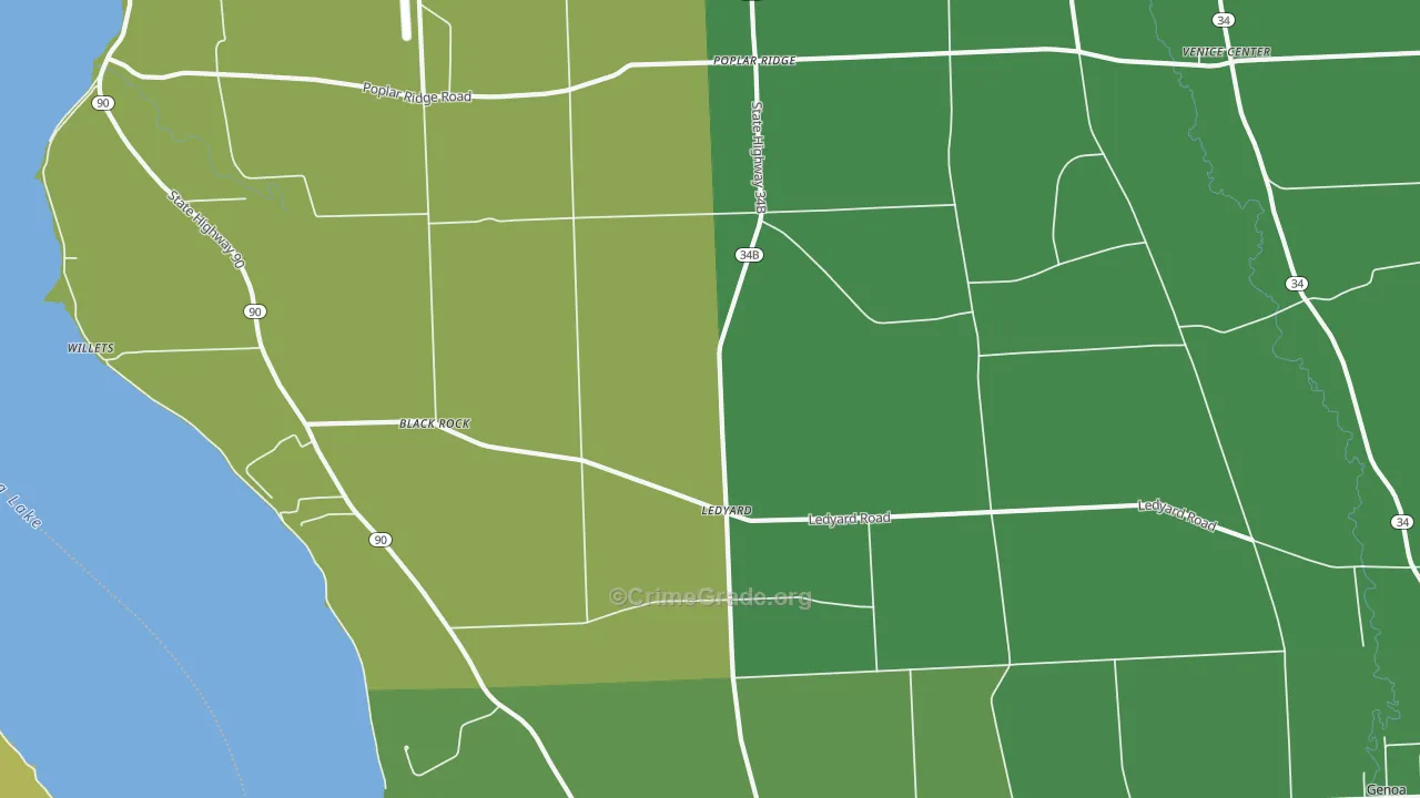 Ledyard, NY Map of Drug-Related Crime Rates