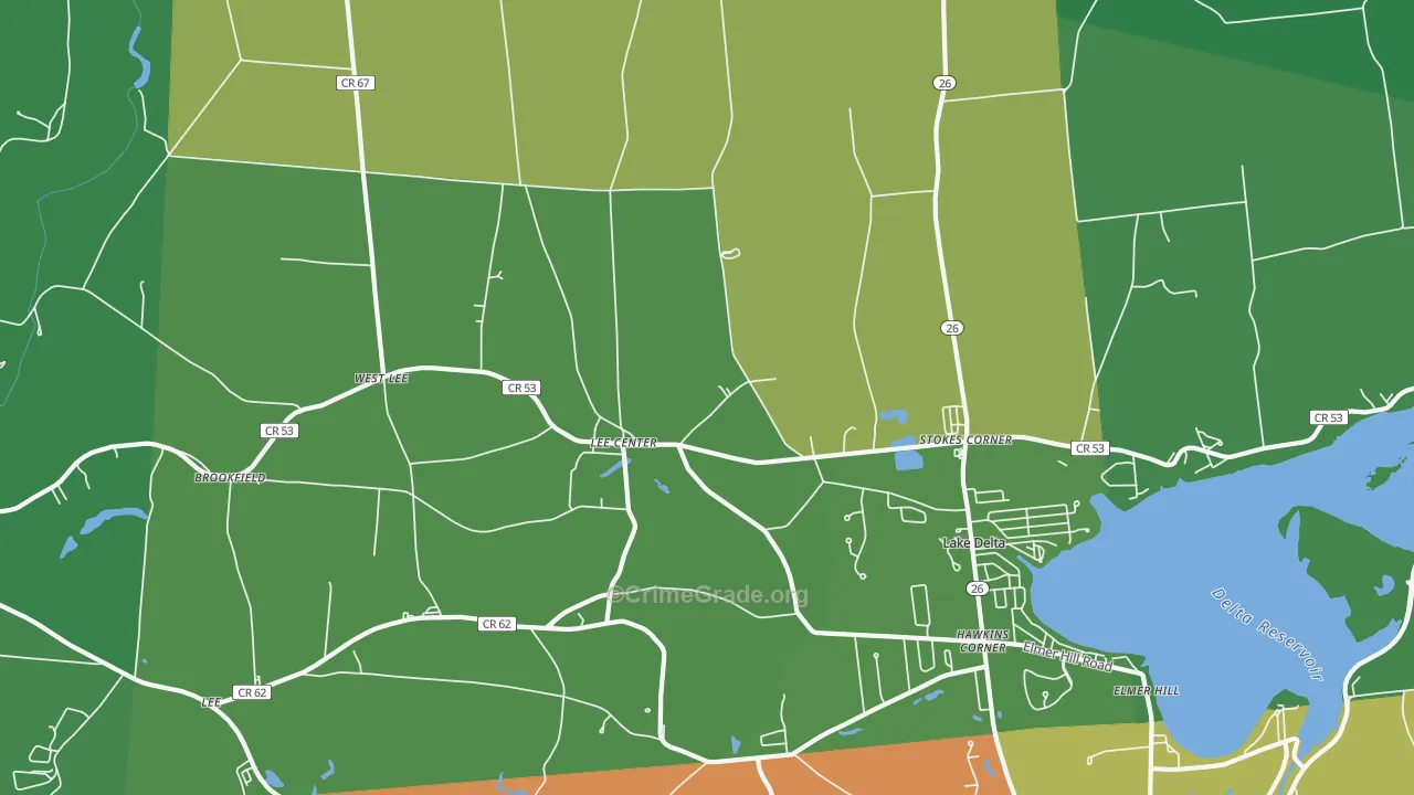 Lee Center, NY Map of Drug-Related Crime Rates