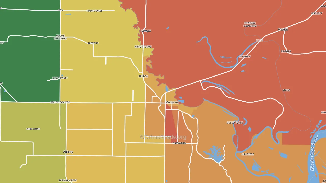 Lee County, AR Map of Drug-Related Crime Rates