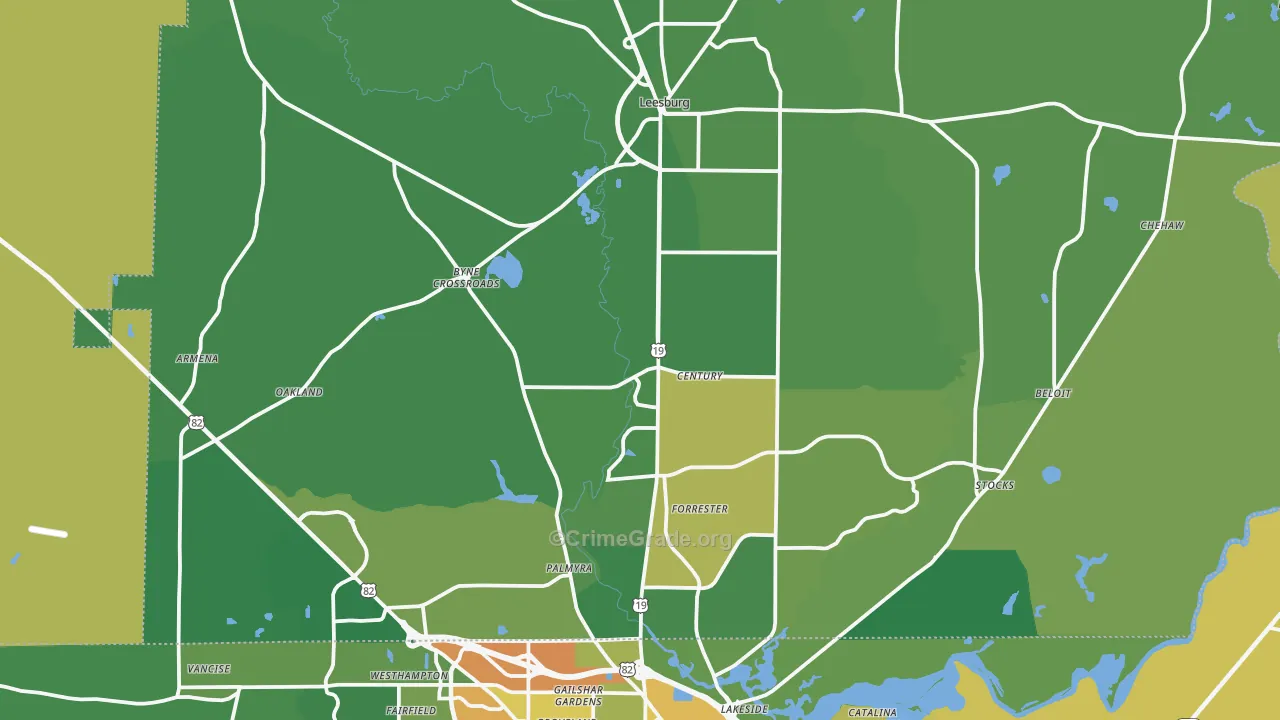 Lee County, GA Map of Drug-Related Crime Rates