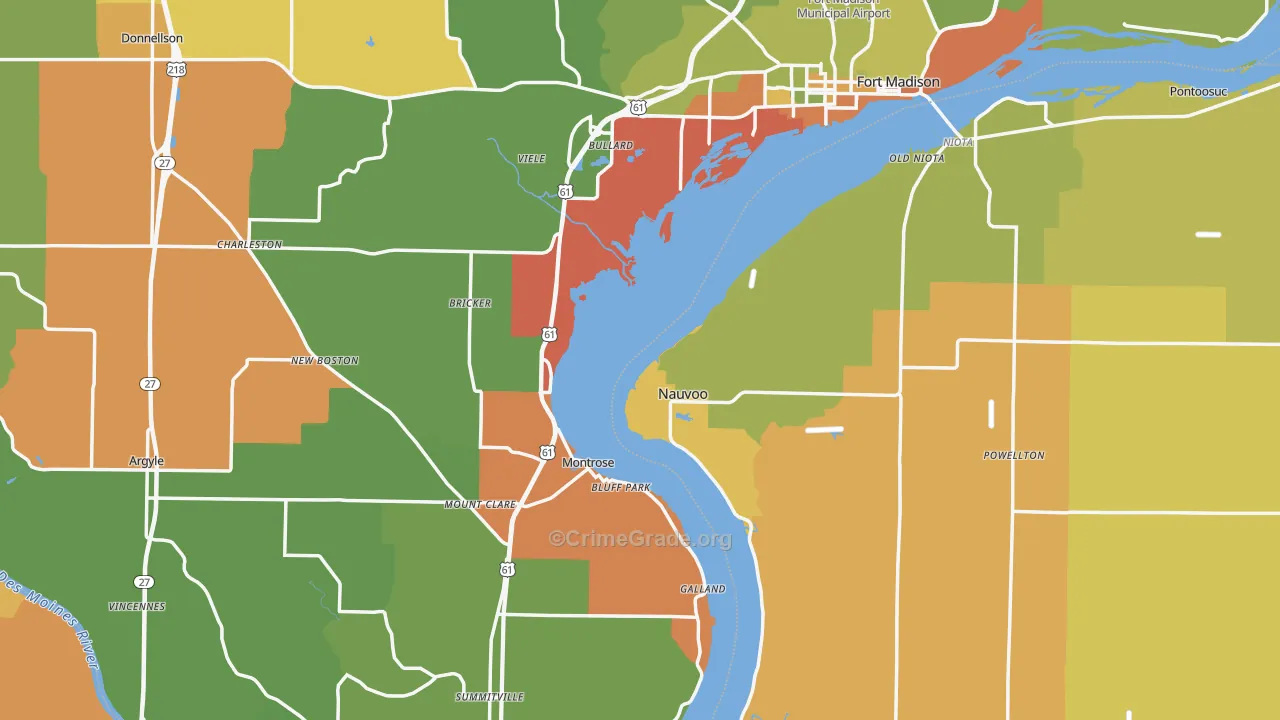 Lee County, IA Map of Drug-Related Crime Rates
