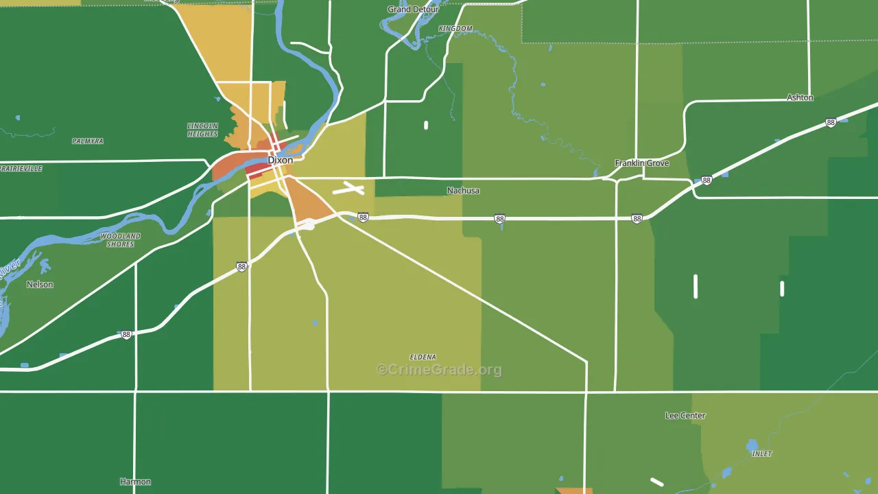 Lee County, IL Map of Drug-Related Crime Rates