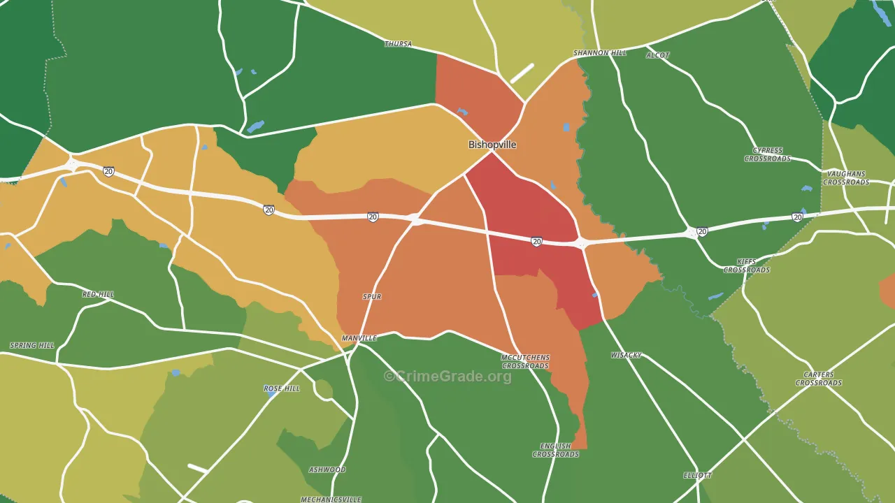 Lee County, SC Map of Drug-Related Crime Rates