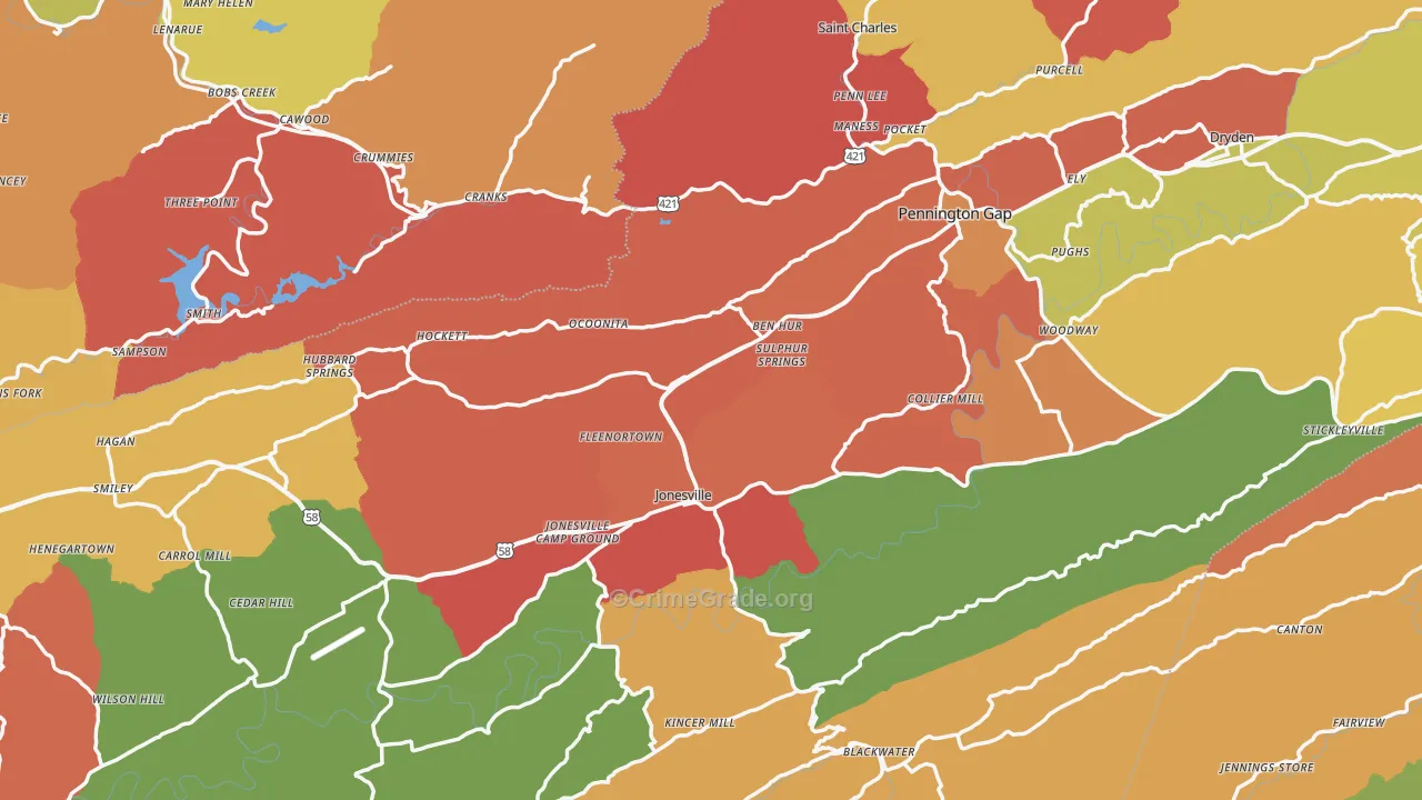 Lee County, VA Map of Drug-Related Crime Rates