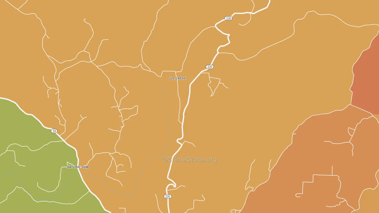 Lee Creek, AR Map of Drug-Related Crime Rates