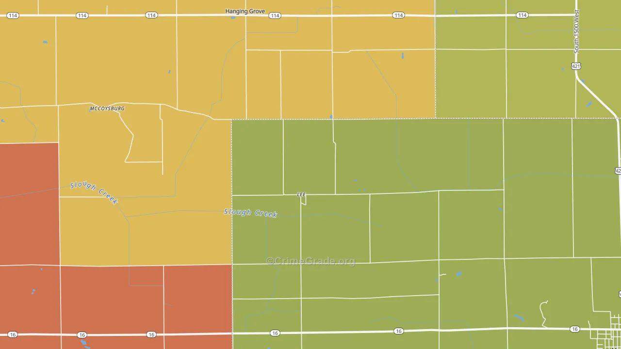 Lee, IN Map of Drug-Related Crime Rates