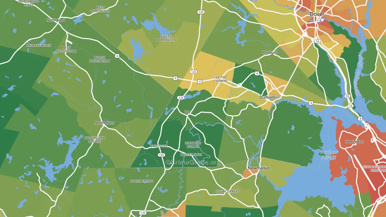 Lee, NH Map of Drug-Related Crime Rates