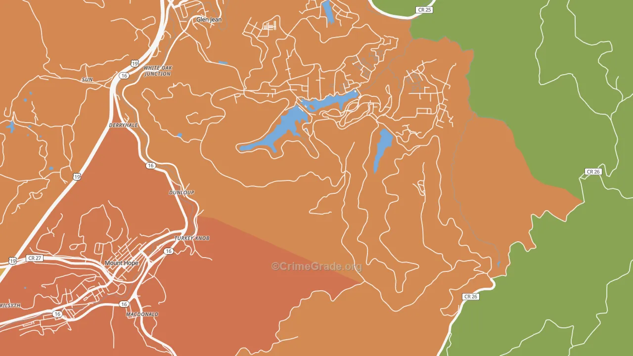 Lee, WV Map of Drug-Related Crime Rates