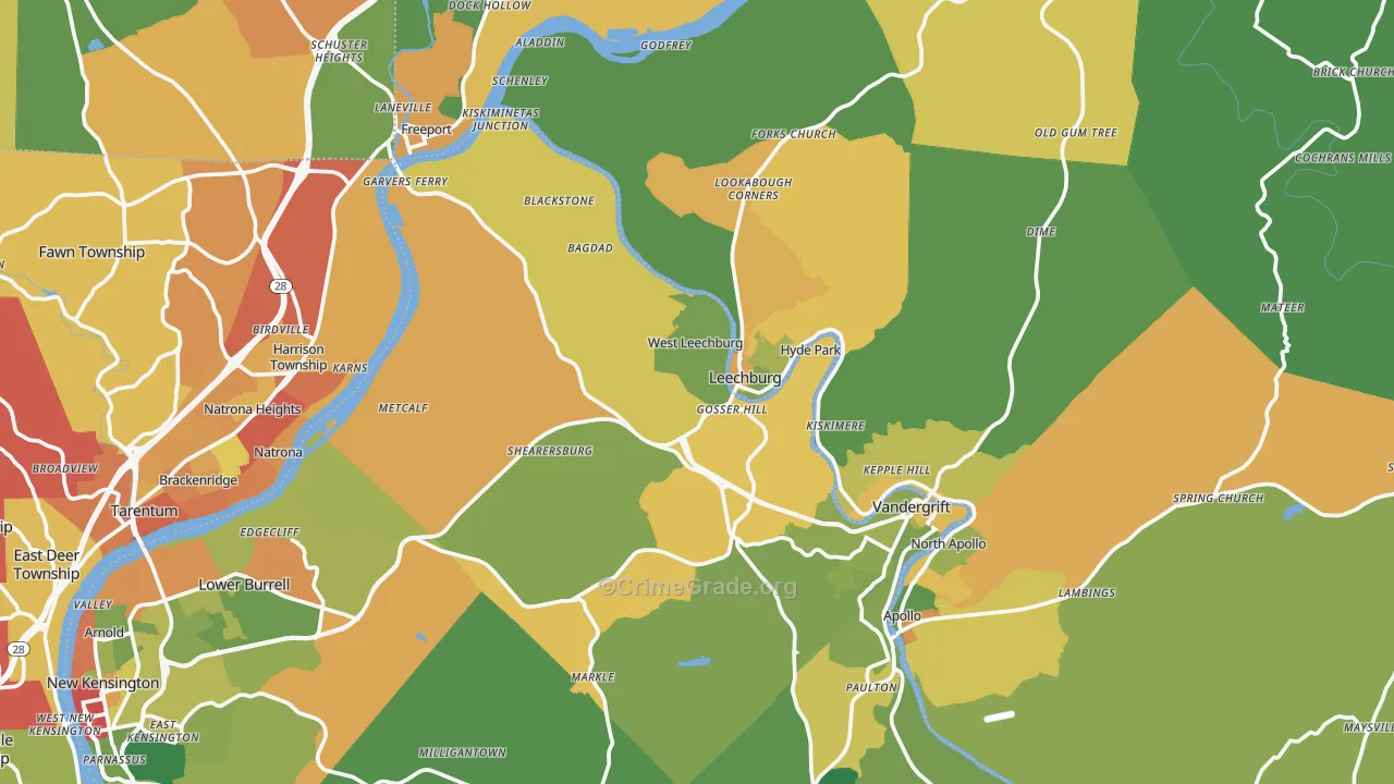 Leechburg, PA Map of Drug-Related Crime Rates