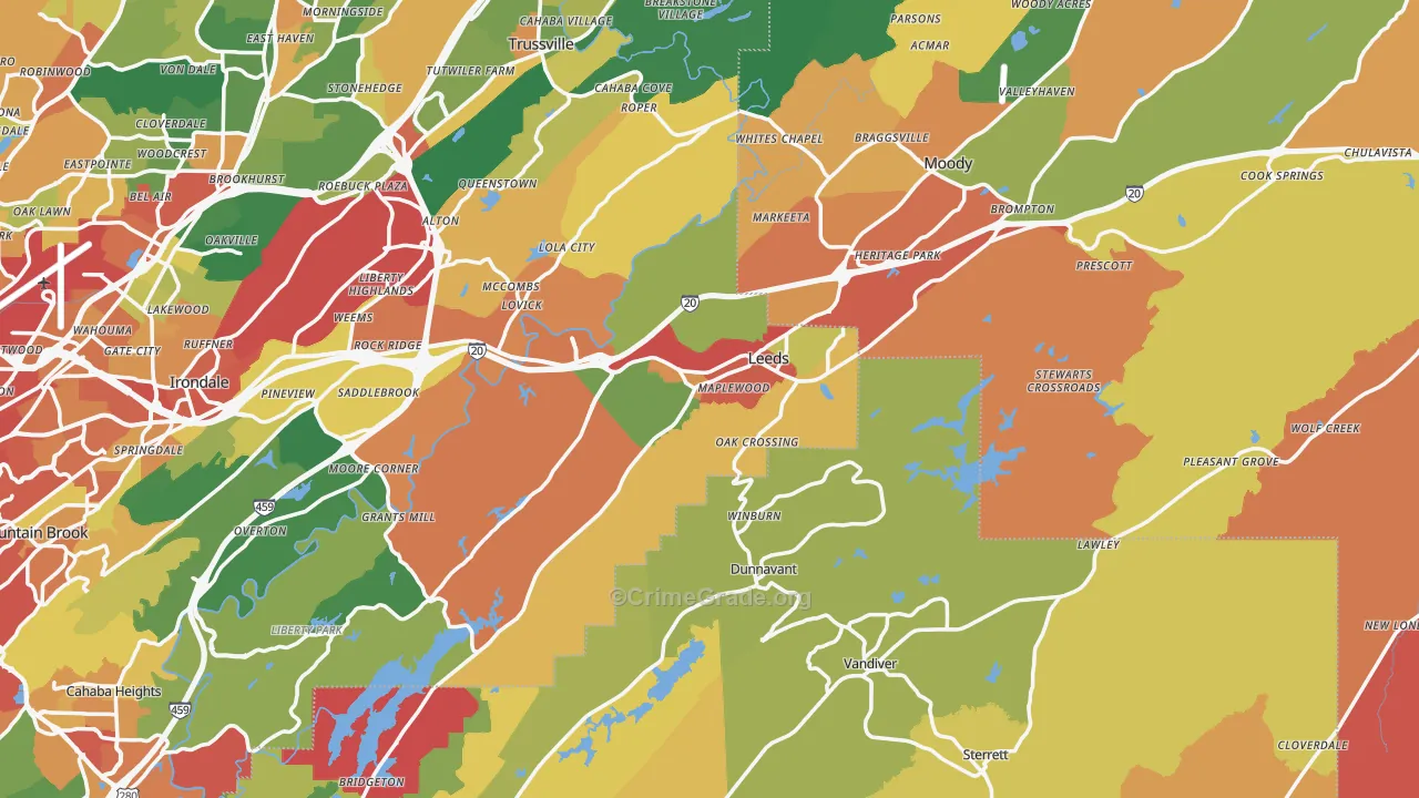 Leeds, AL Map of Drug-Related Crime Rates