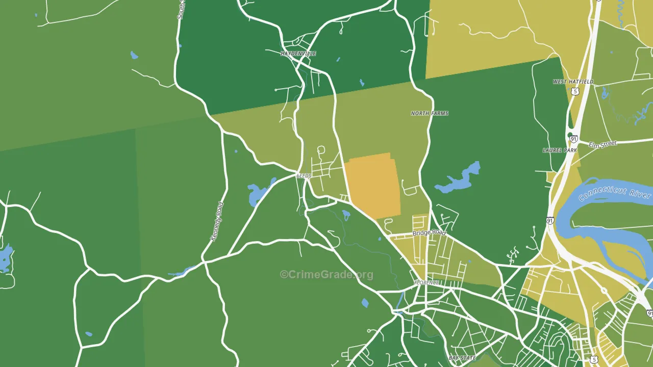Leeds, MA Map of Drug-Related Crime Rates