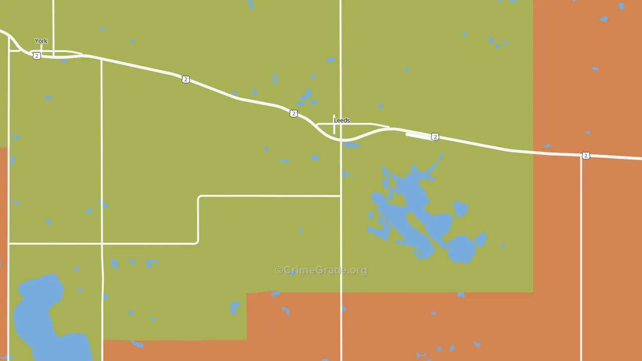 Leeds, ND Map of Drug-Related Crime Rates