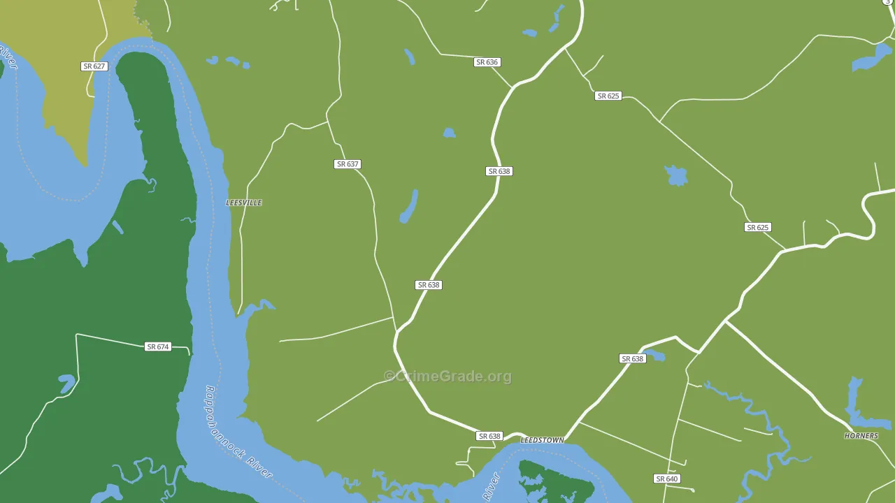 Leedstown, VA Map of Drug-Related Crime Rates