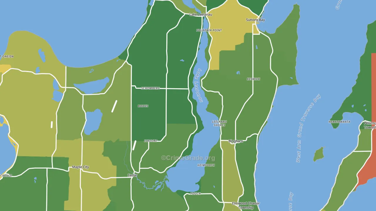 Leelanau County, MI Map of Drug-Related Crime Rates
