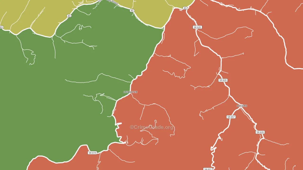 Leemaster, VA Map of Drug-Related Crime Rates
