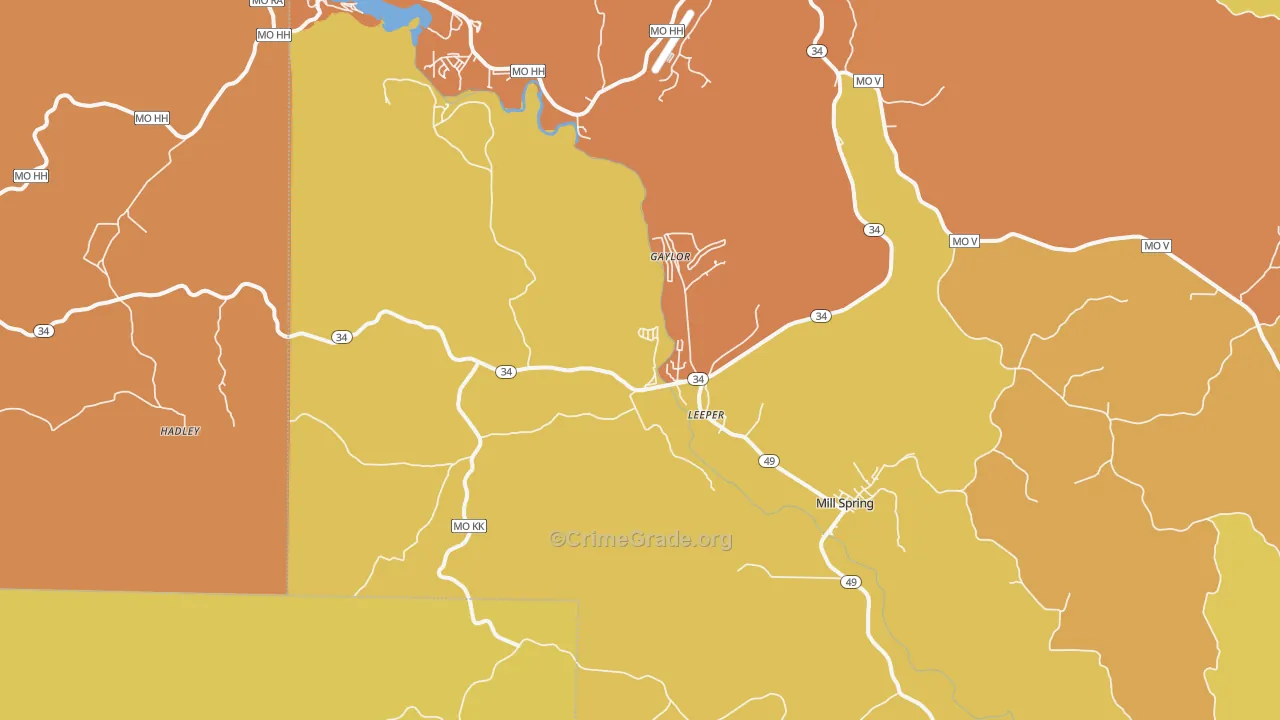 Leeper, MO Map of Drug-Related Crime Rates